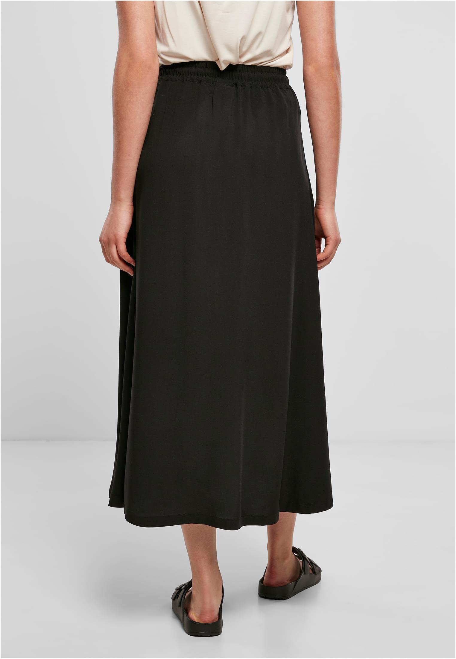 Urban Classics Ladies' Viscose Midi Skirt Donna Gonna Lunga Nero 100% Viscosa