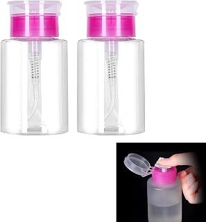 2pcs Nail Polish Remover Pump Bottle Dispenser 180 ML Push Down Cleanser Bottle Travel Empty Liquid Container,Nail Polish Remover Bottle Nail Polish Remover Pump Dispenser for Makeup Remover Nail Art