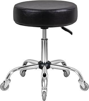 Antlu Rolling Stool with Wheels Heavy Duty, Adjustable Roller Stool for Medical Salon Tattoo Massage Work Office Black, 450 Lbs Capacity