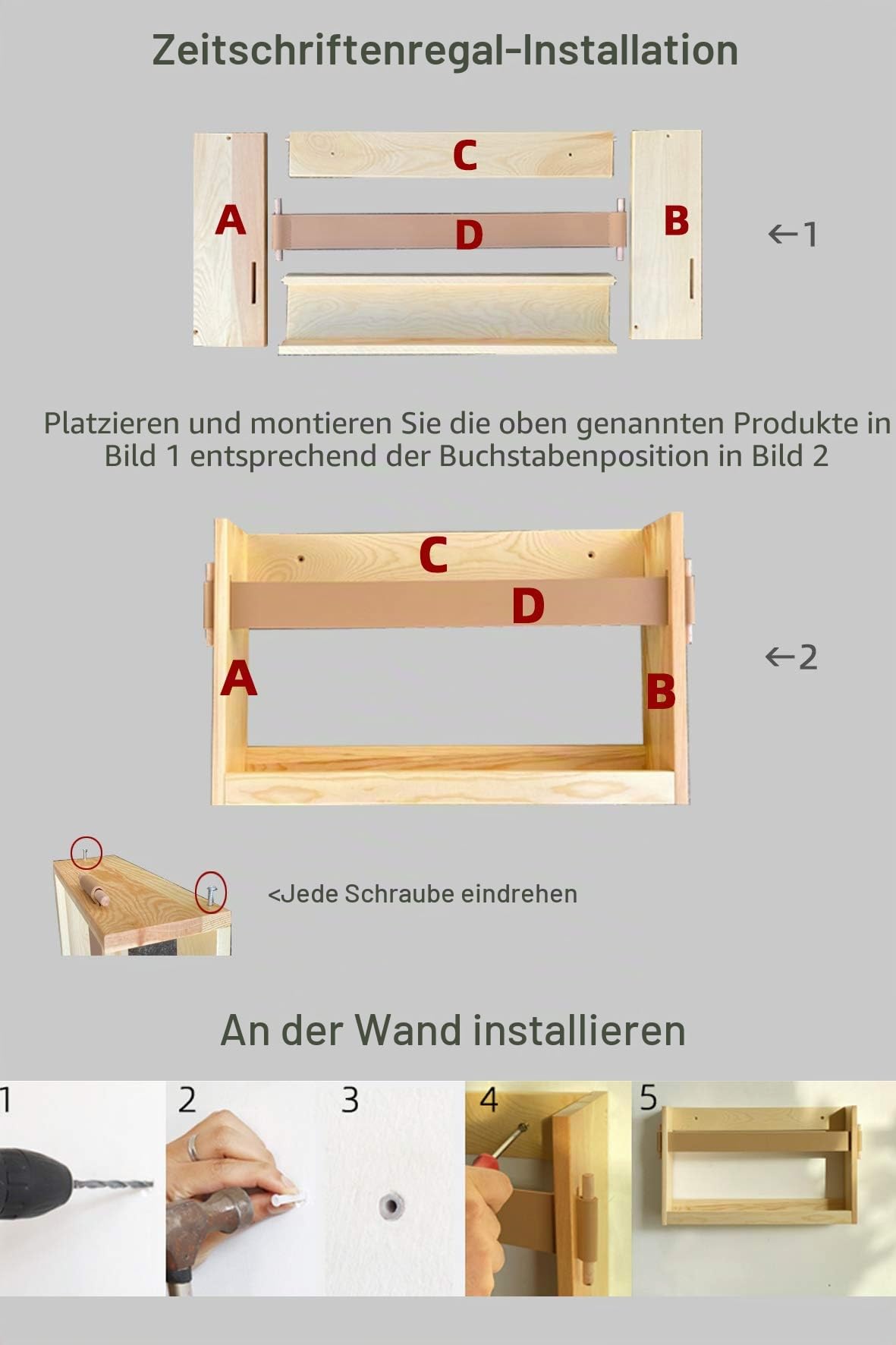 FIRADE Zeitschriftenhalter zur Wandmontage, mit PU-Lederband, Zeitschriftenständer, Akten-Organizer für Eingangsbereich, Büro, Wohnzimmer, Wartezimmer, Kinderzimmer, 2 Stück (43,9 x 8,9 x 26,9 cm)