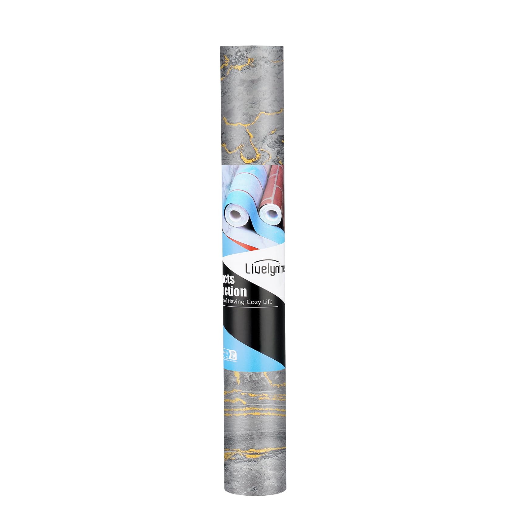Livelynine Marmor Folie Selbstklebend Grau mit Vene Gold 500CM x 90CM Breit Marmor Tapete für Wand Grau Gold Wohnzimmer Schlafzimmer Abwaschbare Folie Arbeitsplatte Küche Badezimmer Klebefolie Küche