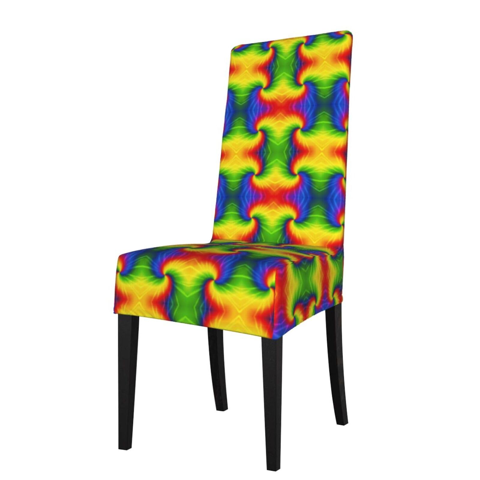 LKYMOH Tie Dye Rainbow, Chair Covers Stretch Chair Slipcovers for Dining Room, for Party Pet Protection Universal Fit Soft Polyester