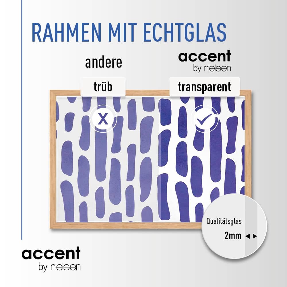 accent by nielsen Holz Bilderrahmen Scandic, 70 x 100 cm, Hellbraun | Holz Posterrahmen im Hoch- & Querformat zum Aufhängen Hellbraun matt Echtglas