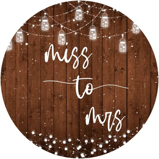 Miniatura 2 de Laeacco Telón de fondo redondo de madera rústica de 6.5 x 6.5 pies, tira de luces de arco de fondo blanco, telón de fondo de arco para despedida de