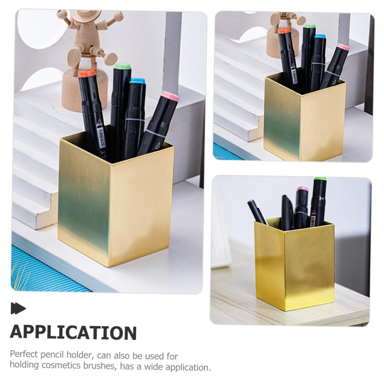 VILLCASE Porta Lápices y Brochas De Maquillaje Organizador De Escritorio Contenedor De Bolígrafos Acero Inoxidable