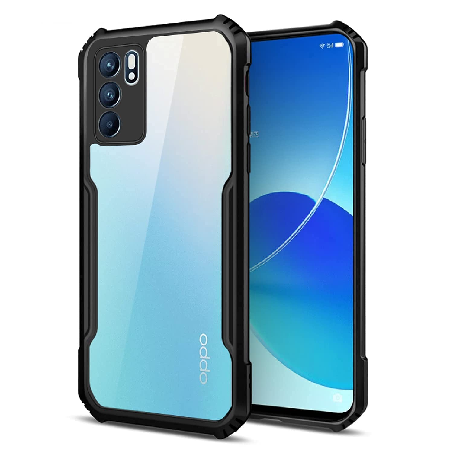 Dashmesh Shopping Clear Back Cover Case Mobile Cover for Oppo Reno6 5G (Hard | Hybrid PC + TPU | Shock Proof | Full Armour Device & Camera Protection | Black) (B0BFR4298P) Amazon Price History, Amazon Price Tracker