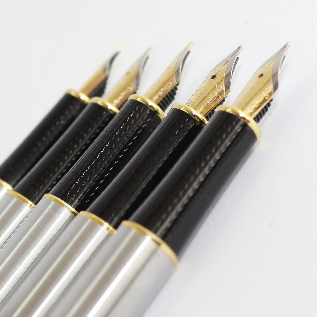 Gullor 10 PCS Medium Fountain Pen Pure Silver