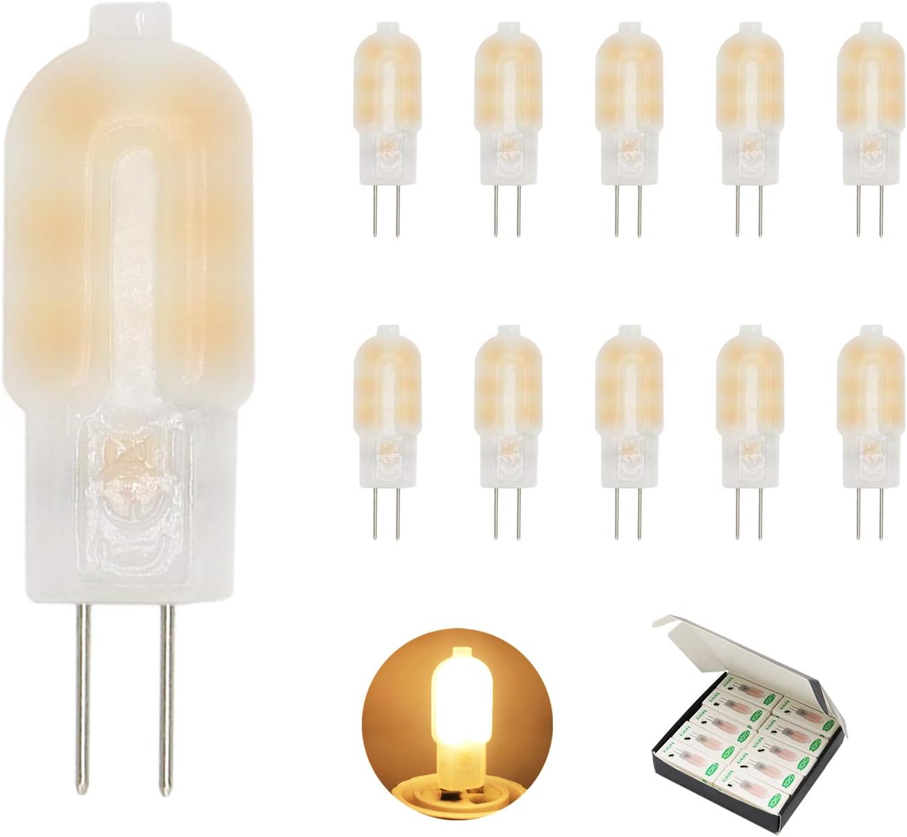 Bеѕt Dеаl CliCli G4 1.5W LED Light Bulb, AC/DC 12V Warm White 3000K, 15W T3 G4 Halogen Bulb Equivalent, 185LM Non-dimmable G4 Bi-pin Warm LED, for Landscape Chandelier (10-Pack)