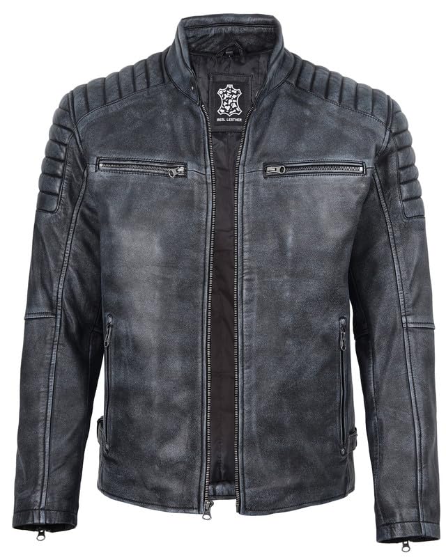Image of Blingsoul Real Lambskin Leather Jacket Men - Cafe Racer Style Premium Men's Leather Jacket