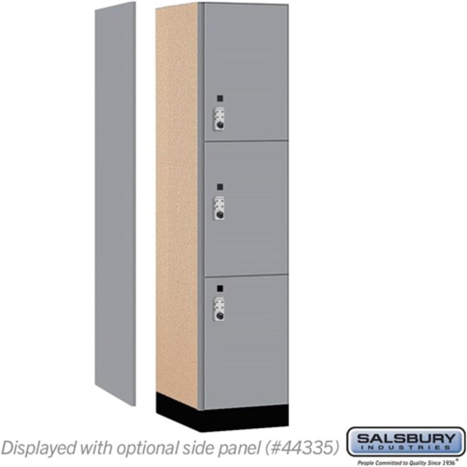 Salsbury 18" Wide Premier Wood Locker-Triple Tier-1 Wide-6 Feet High-21 Deep-Winter Fog-Silver Resettable Combination Locks