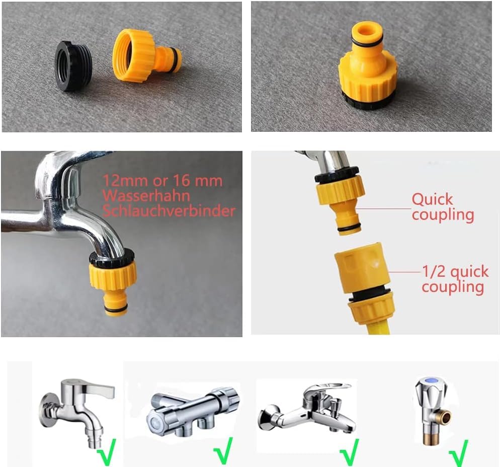 Adaptateurs de robinet et raccords de tuyau d'arrosage rapide 1/2" - 7