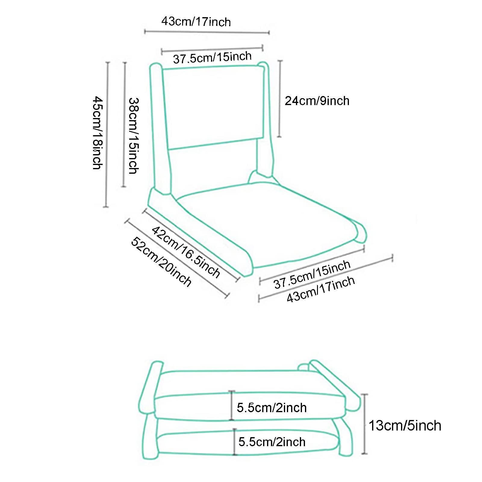 Tatami - Silla de meditación, plegable, estilo japonés, respaldo portátil sin patas para leer, muebles decorativos para relajarse