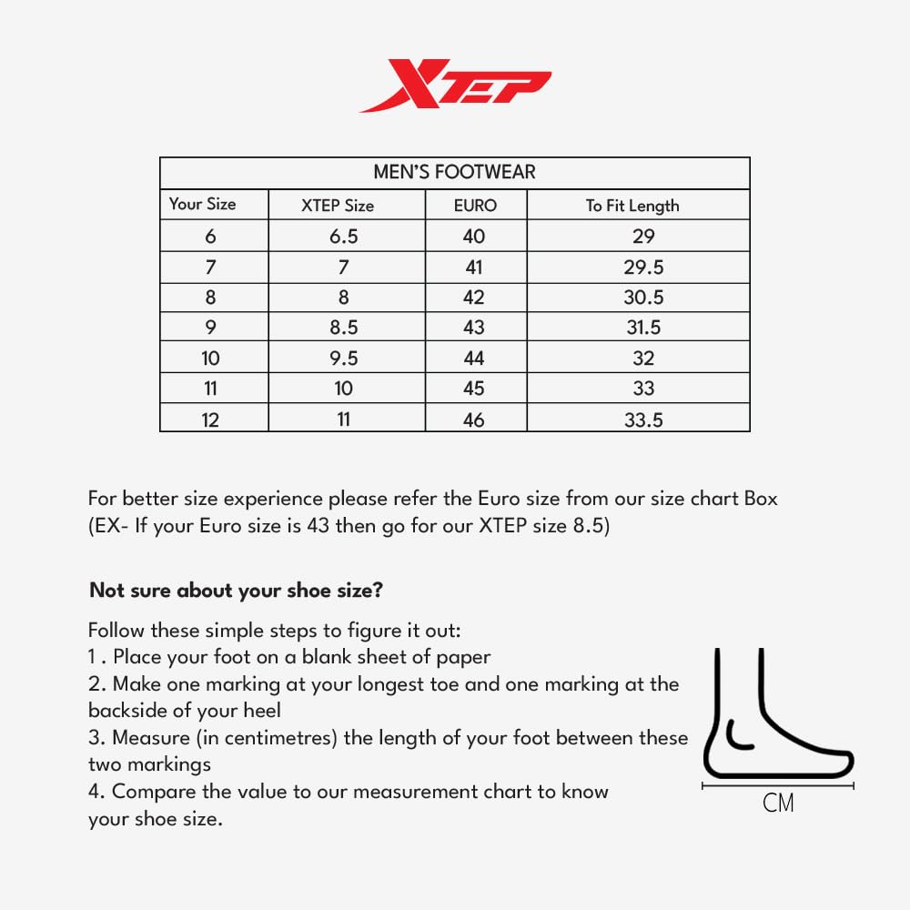 XTEP Grey & Black Walking Shoes for Men Euro 40 2