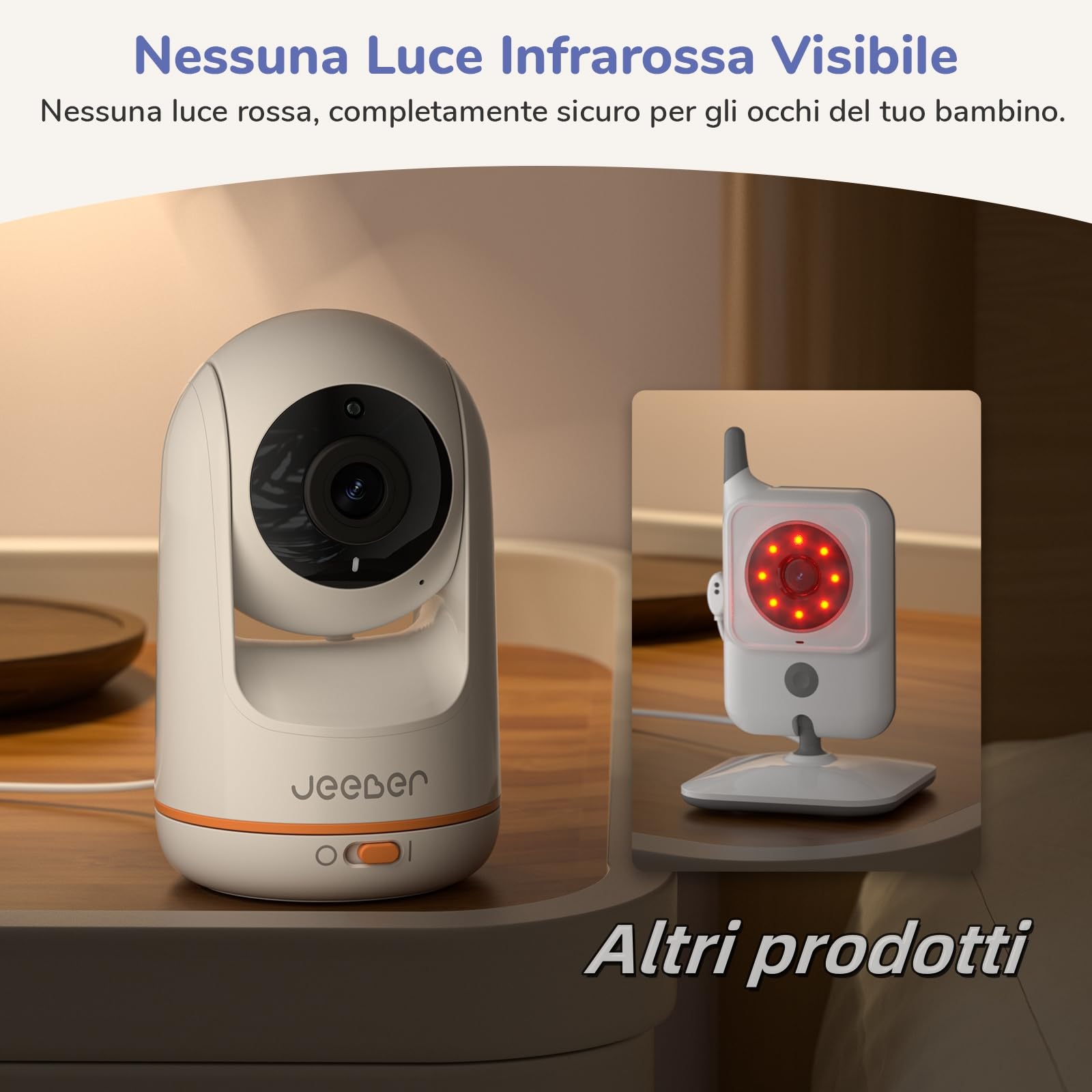 BOIFUN Baby monitor 5 con schermo diviso e 2 telecamere, baby monitor WiFi 2K tramite schermo e controllo tramite app, registrazione e riproduzione, sensore di temperatura e umidità