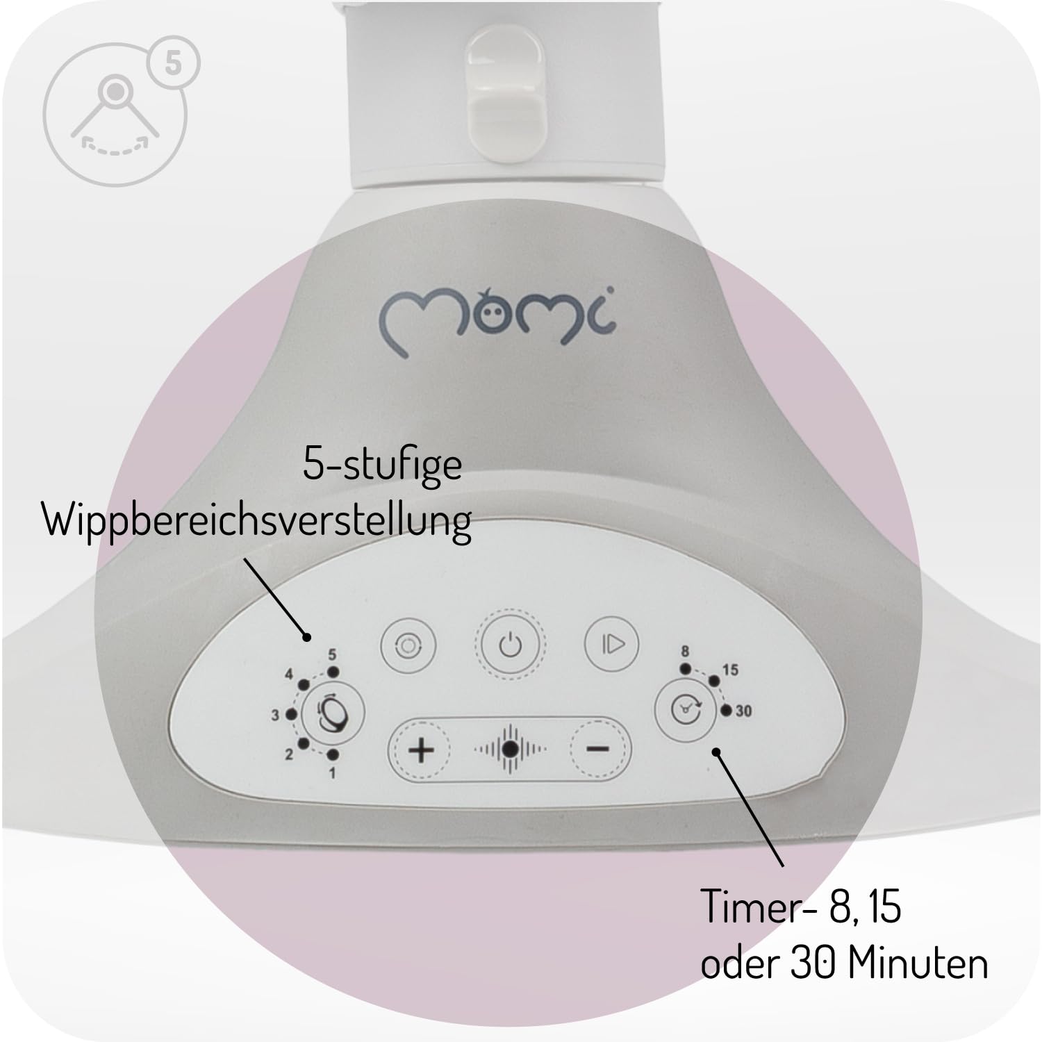 MoMi KENANI Babywippe klappbar mit Fernbedienung Bluetooth 5-Punkt-Sicherheitsgurt bis 9 kg