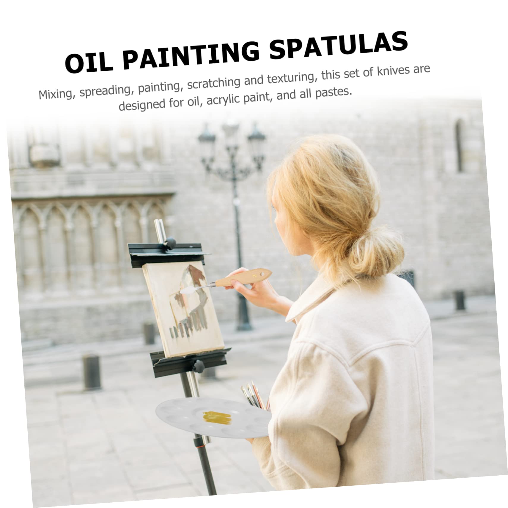 ARTIBETTER 7pcs Oil Painting Scrapers Beech Palette Knives for Mixing Art Supplies and Creative Projects for Artists Hobbyists and Students