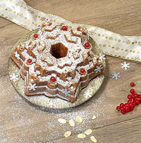 Image of Red Co. 8 Cup Non Stick Cast Aluminum 9.5 inch Snowflake Cake Baking Pan, Copper Finish