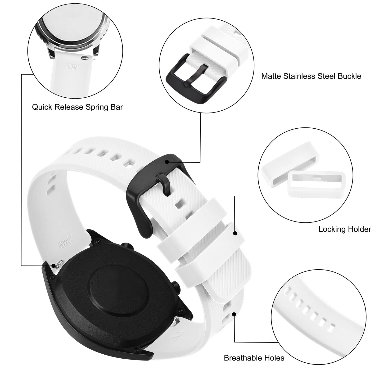 BISONSTRAP Cinturino 18mm 19mm 20mm 21mm 22mm, Cinturini per Orologio in Silicone a Sgancio Rapido per Uomo Donna