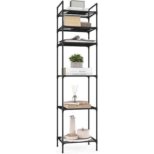 6 Tier Metal Storage Shelves,Shelving Unit Adjustable Storage Shelf Rack,Kitchen Shelf,Bathroom Shelf,(60 Pound Loading Capacity per Shelf)13"Lx16"Wx66"H,for laundry room,living room,Garage,Pantry