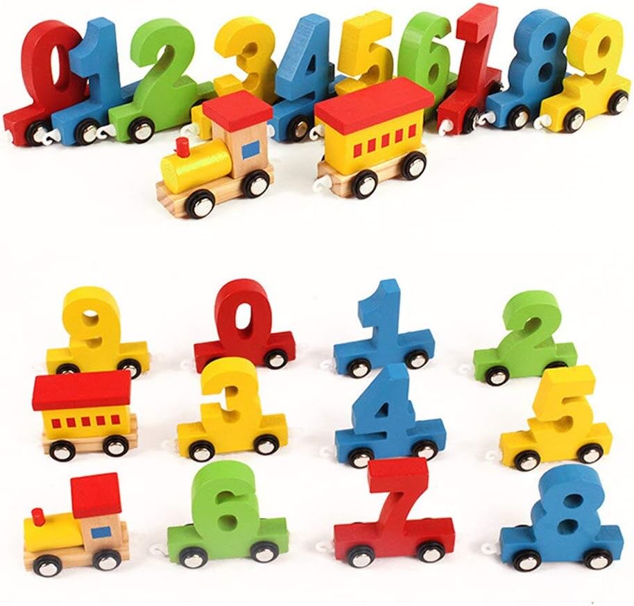 lakshya boy's and girl's wooden digital train blocks toy set- Multi color