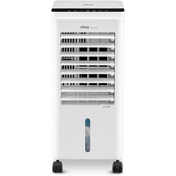 Ufesa Narvik Evaporative Cooler 65 W Cooling Function and Fan 3 Speeds 3 Modes Touch Panel 5L Water Tank 12 Hours Timer Washable Filter 2 Ice Packs Remote Control