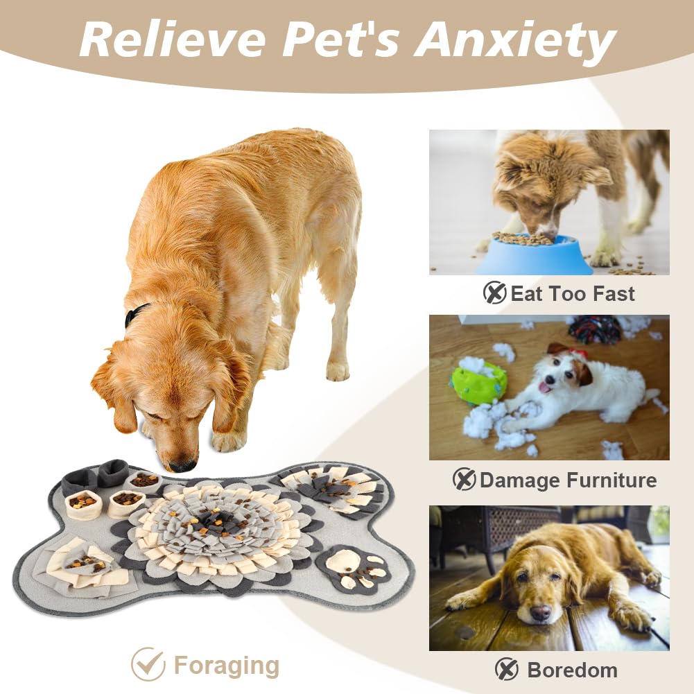 OSDUE Tappeto Olfattivo Cane, 63cm Foraggiamento Tappeto per Cani Addestramento Foraggiamento di Animali Lavabile Antiscivolo Tappetino Puzzle di Snuffle Giocattolo per Cani Attivazione Mentale Cane