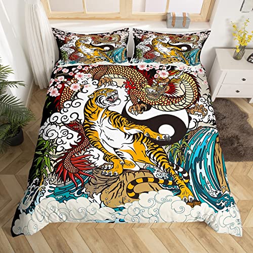 Housse de couette super king ukiyoe parure de lit finitions soignées