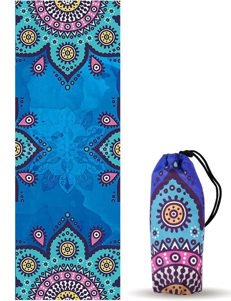 ZaKaBox,Hot Yoga Towel Non Slip Hot Yoga Blanket 24" X72" Sweat Absorbent Travel Yoga Mat Towel Quick Drying Fitness & Exercise Mat Gym Towel Breathable Foldable Mat Pad for Bikram Pilates Gym Workout
