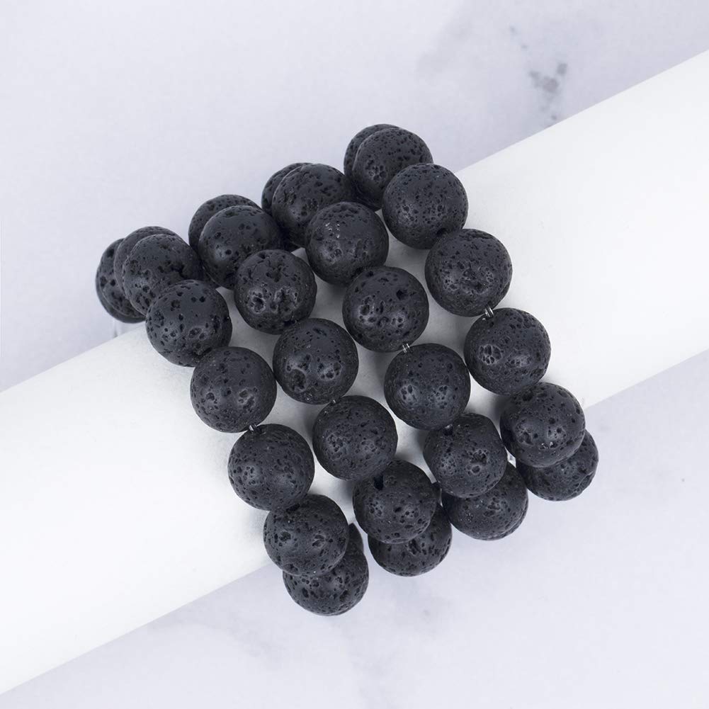 PH PandaHall 235 Pcs 8mm Natural Lava Beads - 5 Strands, Gold Chakra Energy Beads For Jewelry Making - View #4