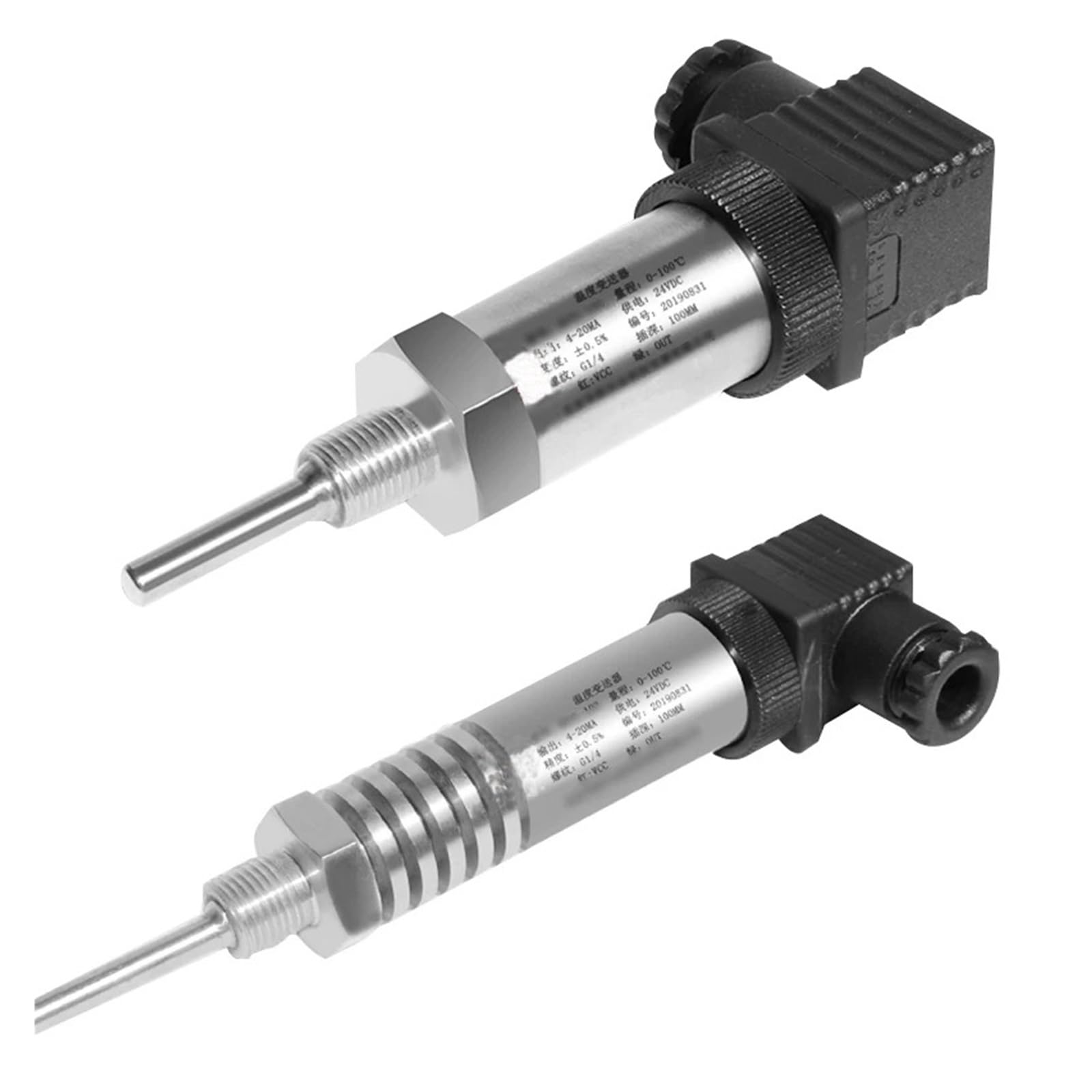 MXXDMOPD PT100 Temperature Sensor 304SS Probe M20*1.5 4-20mA 0-10V 0-5V RS485 PT100 Temperature Signal Converter Transmitter(0-300c to 0-5v,100mm)