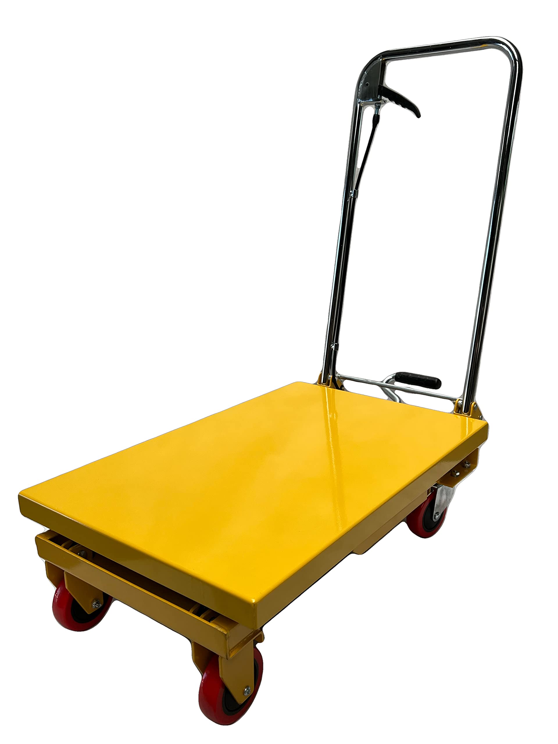 Kraftwelle 150 kg capacità di carico tavolo sollevatore idraulico a forbice carrello elevatore mobile carrello da sollevamento carrello piattaforma ponte sollevatore con 4 ruote in poliammide giallo