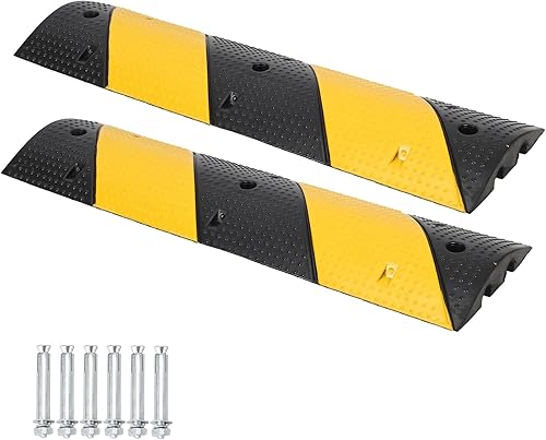 Towallmark Golpe de velocidad de goma de 3.3 pies, 2 paquetes de 2 canales modulares de alta resistencia, capacidad de carga de 25,000 libras, rampa