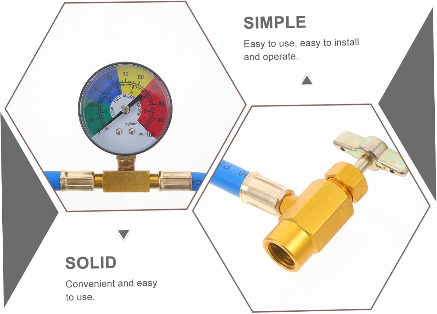 UKCOCO Recharge Hose with Gauge for Car Thread for American European Vehicles Durable Construction Easy to Use for Adding to Automotive Systems