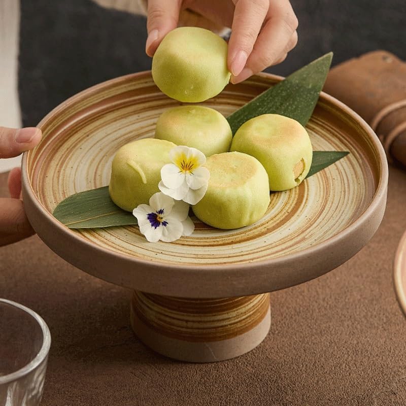 Rough Earthenware Fruit Platter Creative Retro High Legged for Home Coffee Table Arrangement