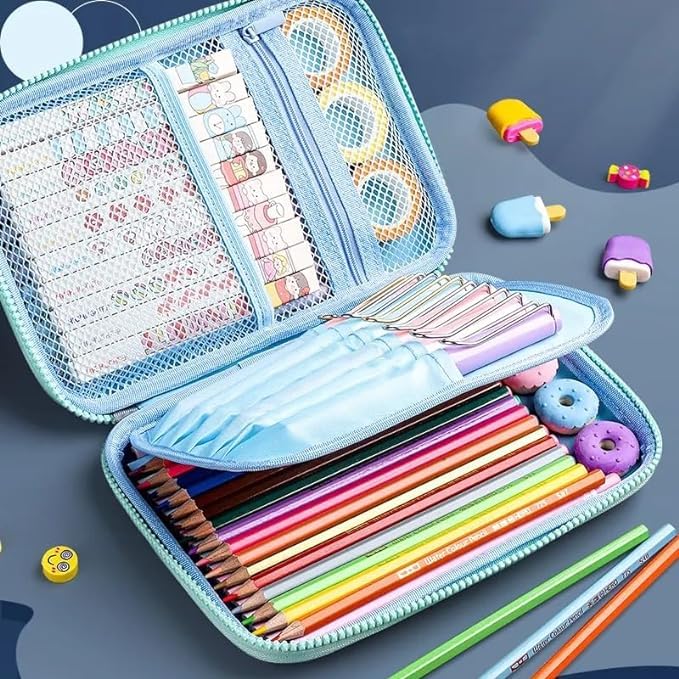 Image of Magical Unicorn Theme 3D EVA Hardtop Pencil Case with Compartments - Kids Large Capacity School Supply Organizer Students Stationery Box - Girls Boys Pen Pouch (Big Unicorn Pink)