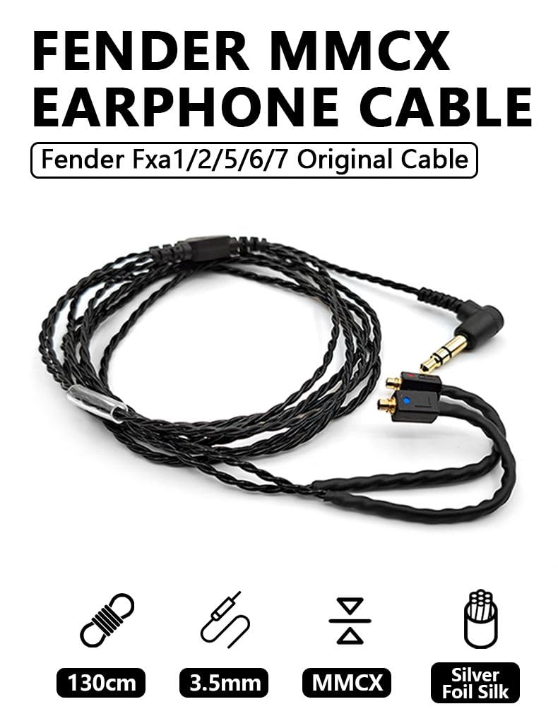 Earmax 3.5mm to MMCX Cable Compatible with Shure AKG Sony Weston Fender FXA 1/2/5/6/7
