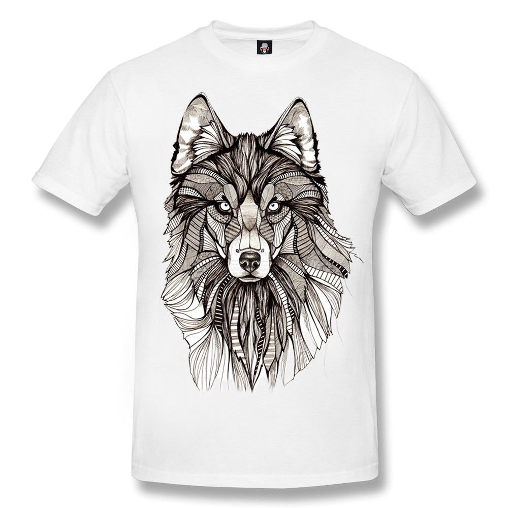 Wolf Tattoo White T-Shirt Biker Celtic Dream Catcher Native Moon Wild Top Tee (M)