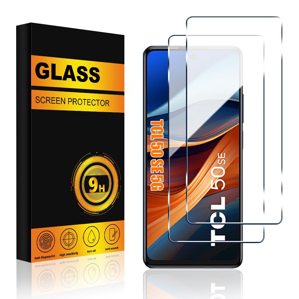 Pusiikeer 2 PACK for TCL 50 SE 5G / TCL 50 SE Screen Protector Tempered Glass with 9H Hardness Anti-Scratch Bubble Free Easy Installation Case Friendly
