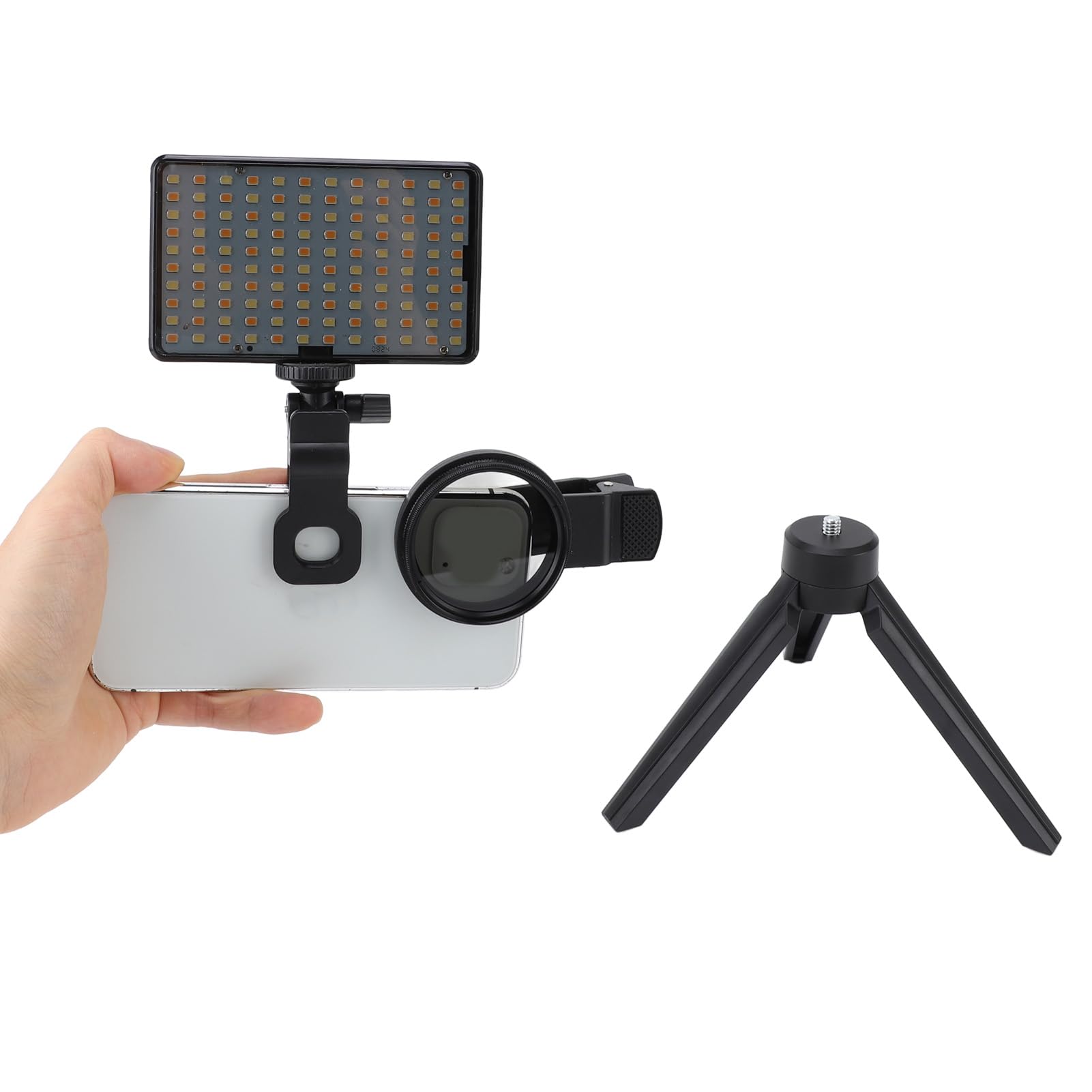 Cryfokt Luce di Riempimento Fotografica Regolabile 2500-9000K per Telefoni Cellulari, Luce di Riempimento Compatta a LED per Telefoni Cellulari per Streaming Live, Ideale per Beauty Live, Bianco
