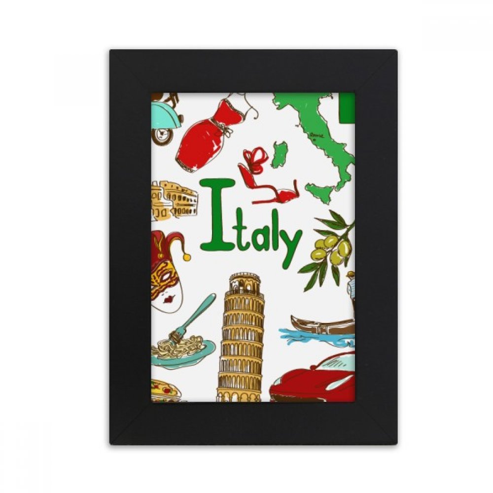 Cadre photo noir Italie de table multicolor avec motif animaux