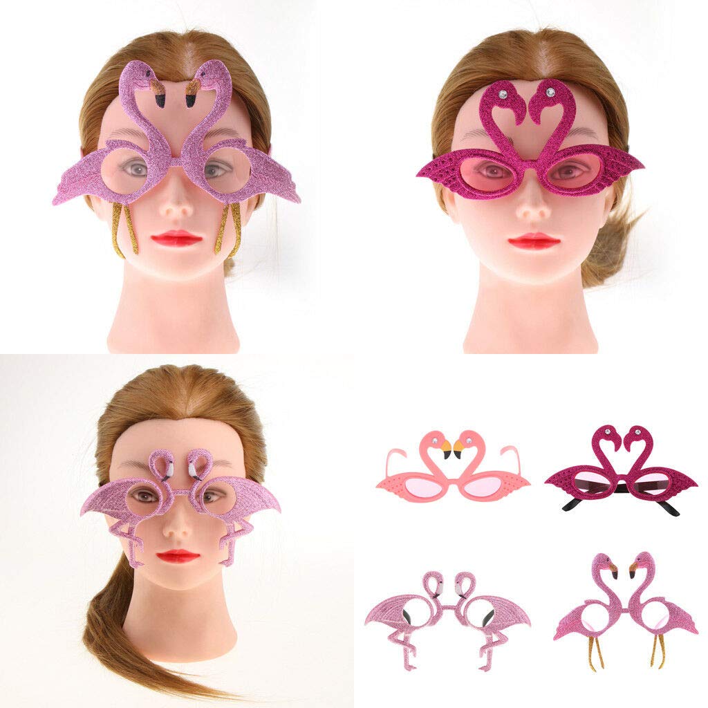 ELECTROPRIME 4X Glitter Pink/Purple Flamingo Sunglasses Girls Party Glasses Photo Props
