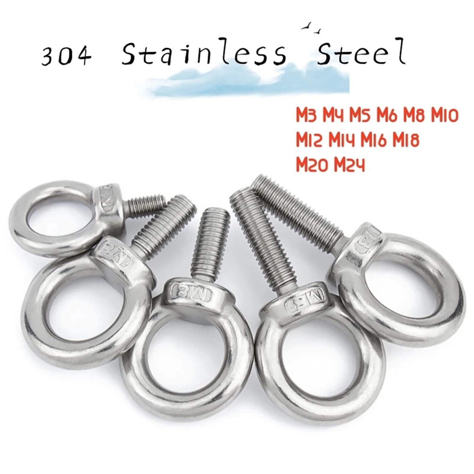 Boulon à œil de levage 1 à 5 boulons œil en acier inoxydable (M3-M24) - Variétés marines et de levage(M24x40mm-1pcs)