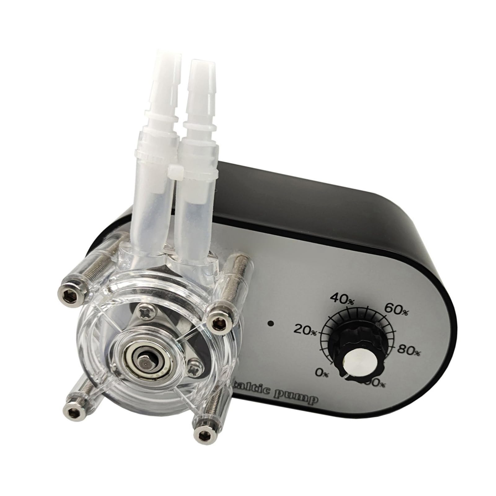 Bomba Peristáltica Bomba Dosificadora de Tubo G928A 114-500 Ml/min Botón único Ajustable 24 V 1 A Cabezal de Extraíble 3 Rodillos Autocebantes para Análisis (Negra)