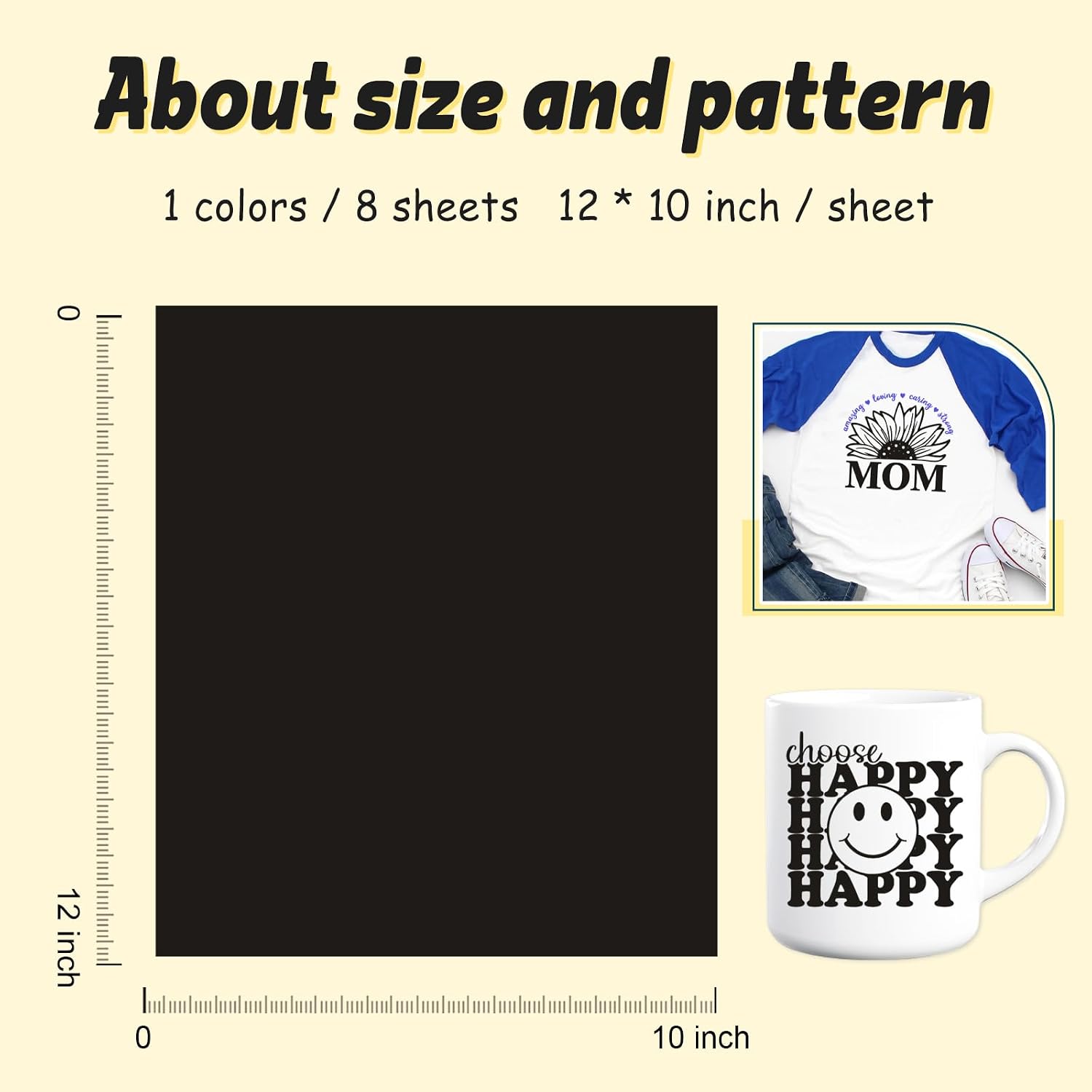 Tintnut Classic Black Sublimation ink Transfer Sheets,8 Pcs 12x10in