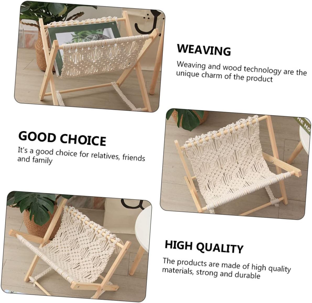 LIFKOME Woven Storage Rack Foldable Design Cotton Rope Magazine Holder for Living Room Office and Home Use Suitable for Books and Newspapers