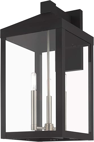 Miniatura 3 de Livex Lighting 20585-04 Nyack Black 3 Light Linterna de pared al aire libre