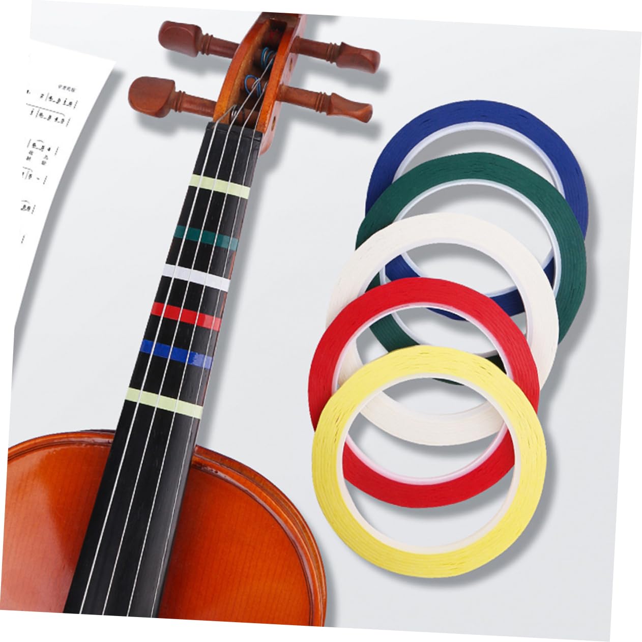 Abaodam 15rotoli Nastro Per Posizionamento Dita Per Violino Vari Colori Facile Da Applicare e Rimuovere Accessorio Per Principianti e Studenti Violino e Violoncello