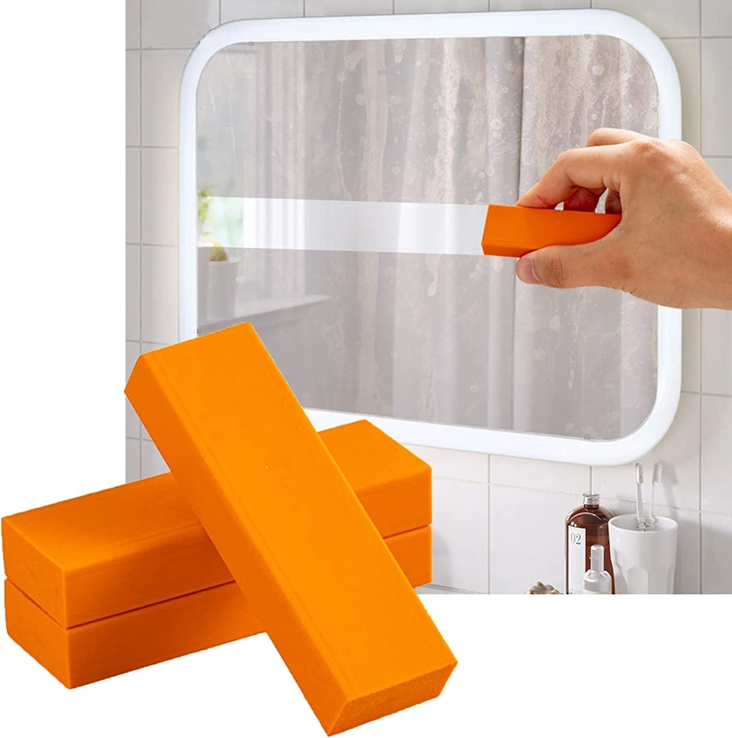 KBZONE Stainless Steel Decontamination Artifact Eraser, 1Pcs Limescale Rust Glass Cleaning Eraser, Magic Stainless Steel Stain Remover Eraser, Rubber Cleaning Eraser for Kitchen & Bedroom (Orange) (B0C3R9KVP2) Amazon Price History, Amazon Price Tracker