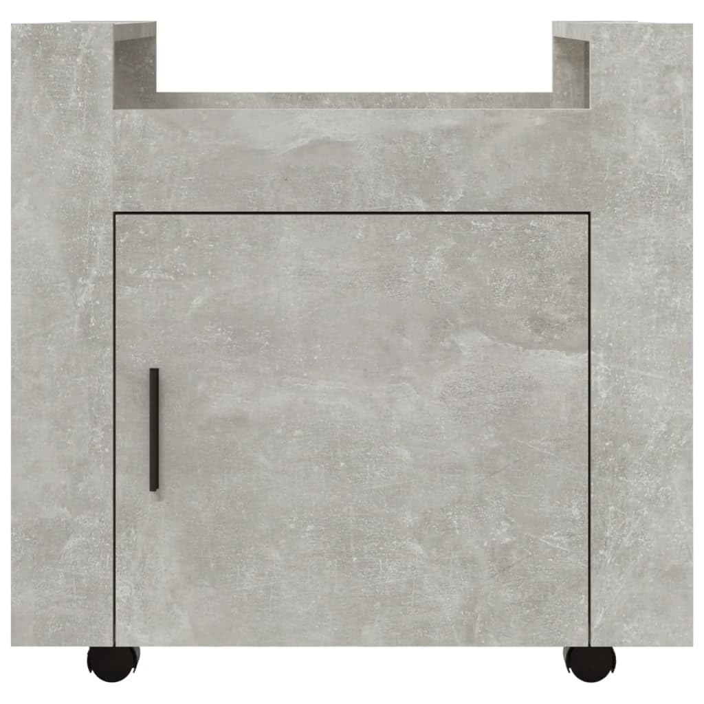 Bürowagen Betongrau 60x45x60 cm Holzwerkstoff mit 4 Rollen und Stabiler Oberplatte für Büroorganisation und Aufbewahrung