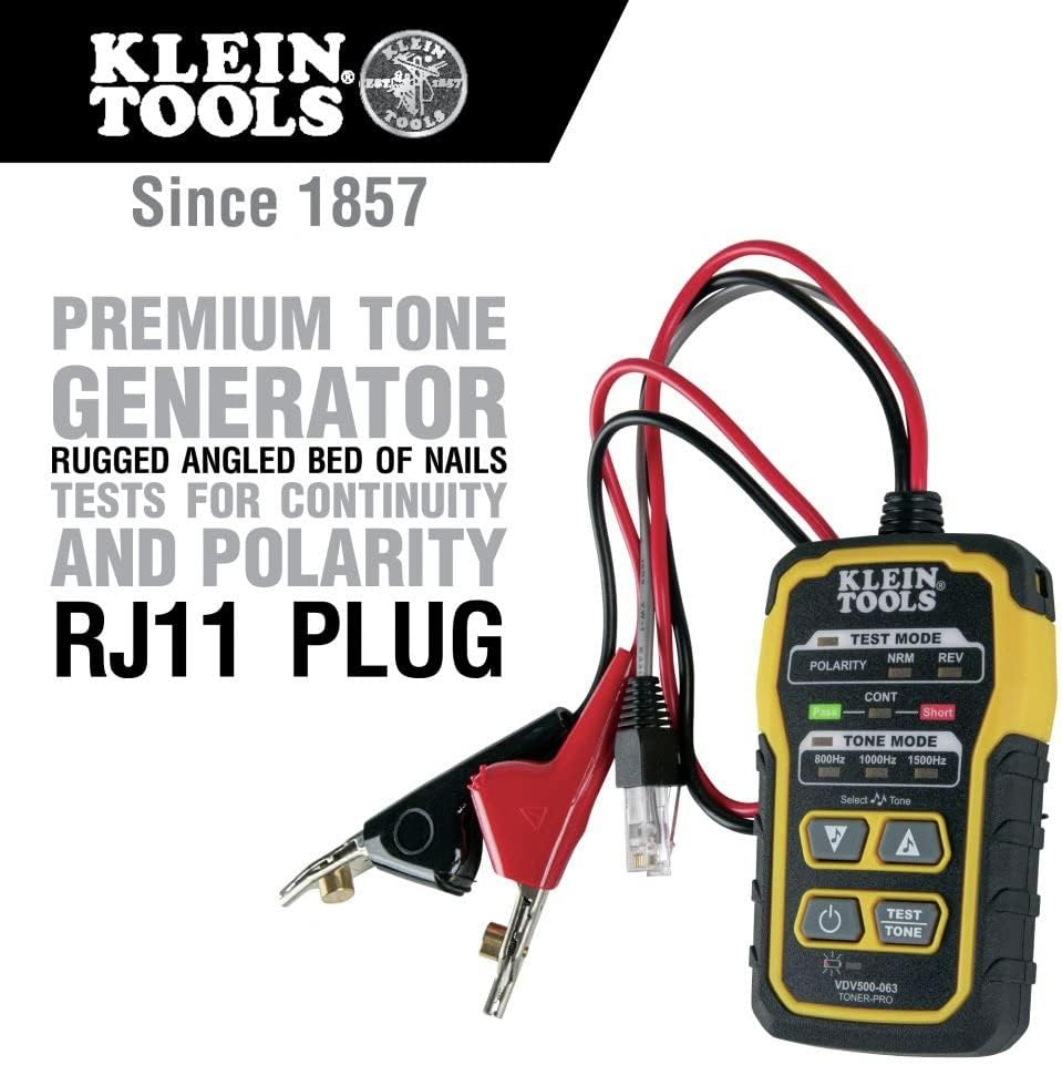 Klein Tools VDV500-063 Wire Tracer Tone Generator Continuity Tester for Ethernet, Internet, Telephone, Speaker, Coax, Video, and Data Cables RJ45, RJ11, RJ12